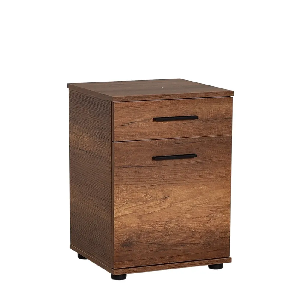 Table de nuit Oslo résistante en mélamine pour un rangement durable