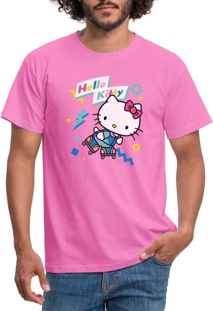 Spreadshirt Hello Kitty 90er Stil Mit Rollschuhen Männer T-Shirt, L, Pink