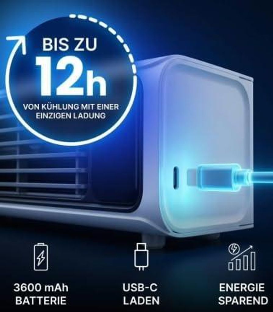 Tragbares Klimagerät – energieeffizient, batteriebetrieben, Produktbild 