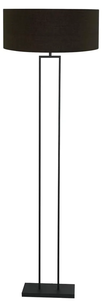 Lampadaire de Salon Moderne Noir avec Abat-jour en Lin Chic Ø 50cm