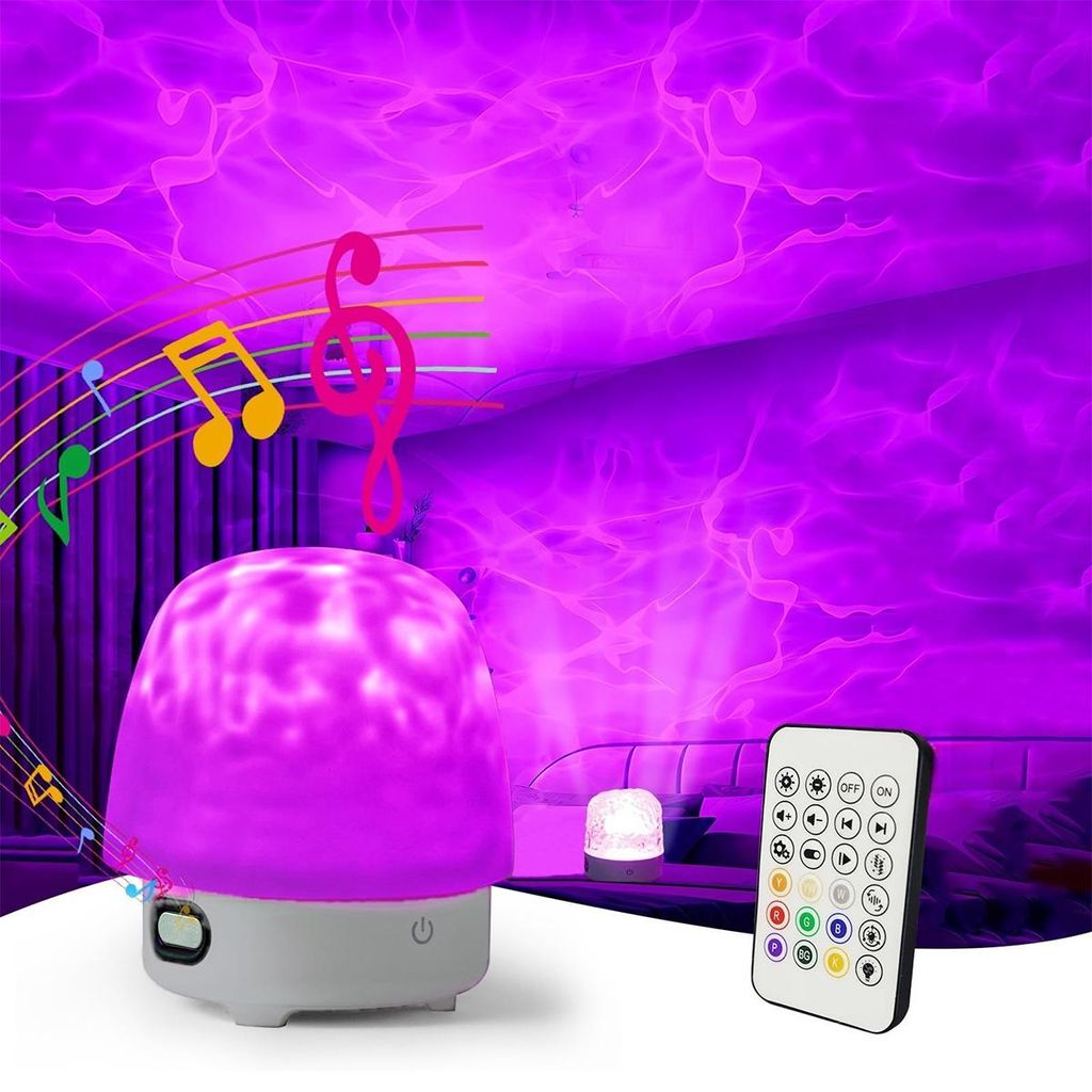 Sternenhimmel Projektoren, Wave Lamp mit HiFi Bluetooth Lautsprecher Galaxy Projector Nachtlicht Dimmbar RGB 16 Farben mit Fernbedienung, 2000mAh