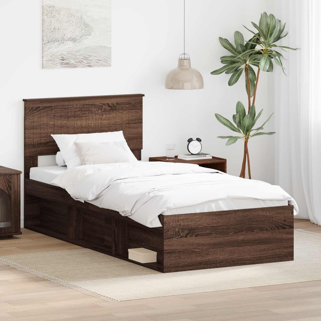 Maison Exclusive - Bettrahmen Braun Eichen-Optik 90 x 200 cm Massives Kiefernholz
