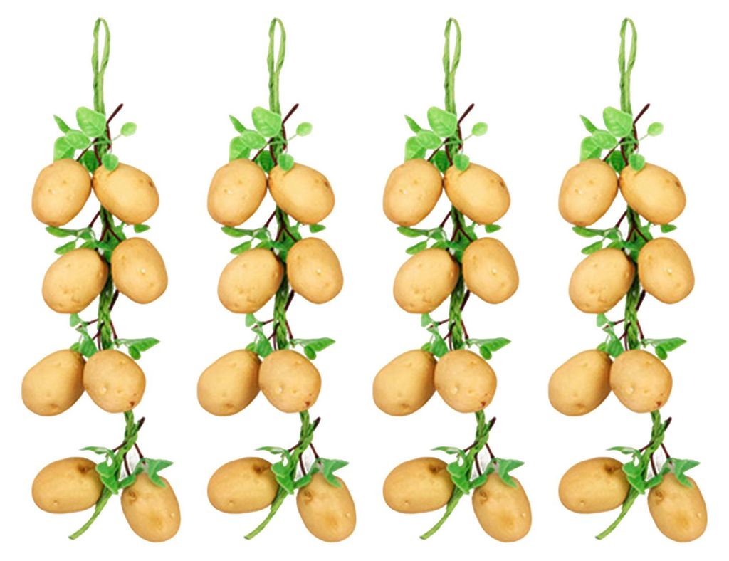 4-teilige künstliche Obst- und Gemüsegirlande zur Wanddekoration: Künstliche Bananen, Erdbeeren, Kürbisse, Tomaten, Gurken, Chilischoten – id...