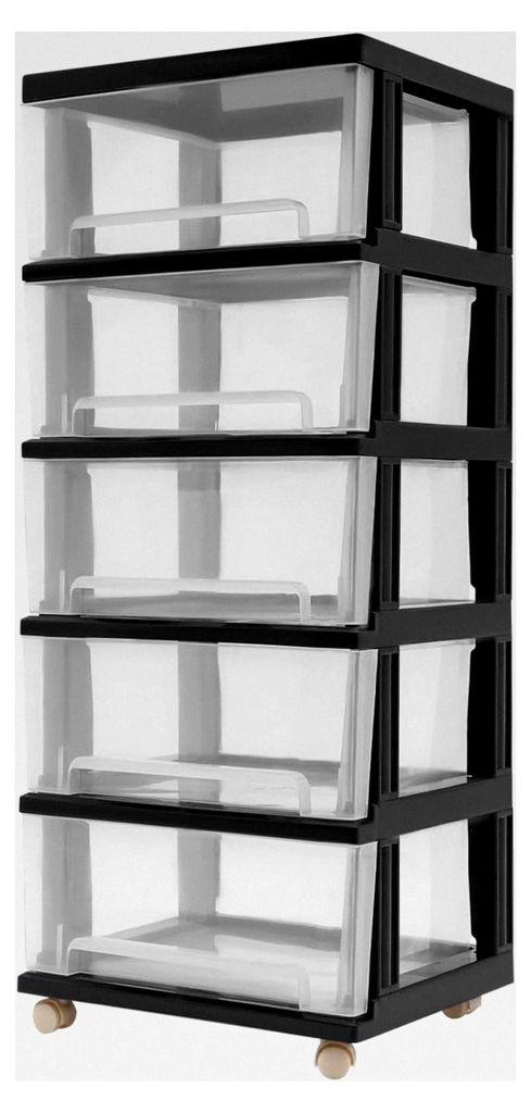 Schubladenschrank mit 5 Schubladen und Rollen aus Kunststoff für Wohnzimmer, Küche, Schlafzimmer, Büro und Schule