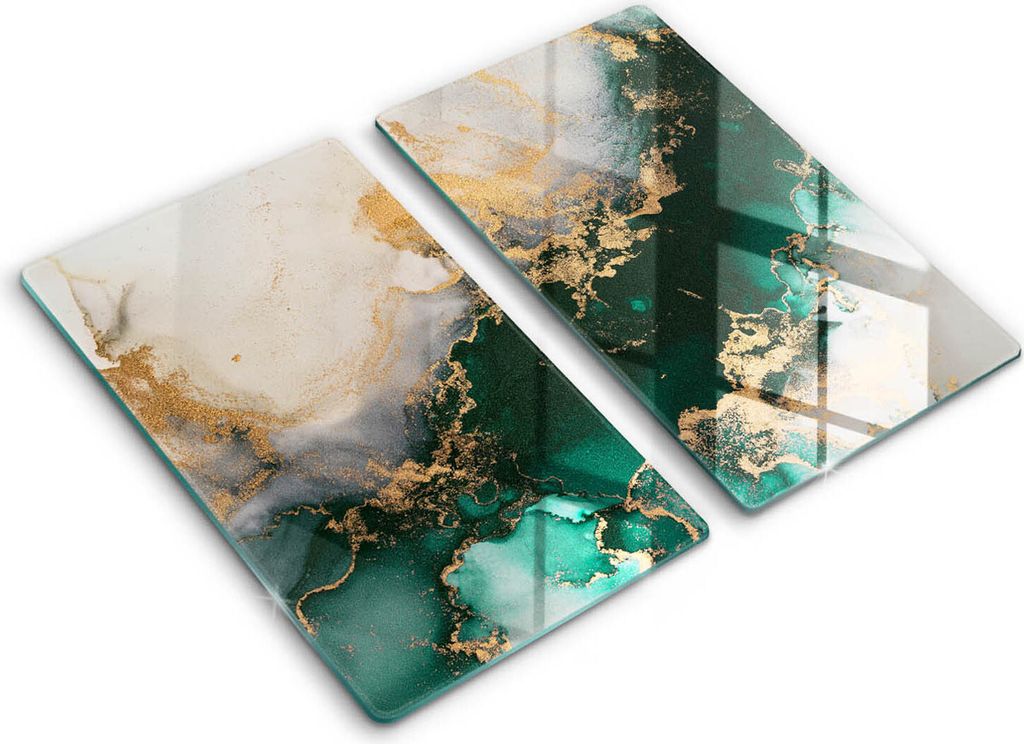 Abdeckung Glas - Küchenabdeckung - 2x30x52 cm - Abdeckplatte -Mehrfarbiger Marmor