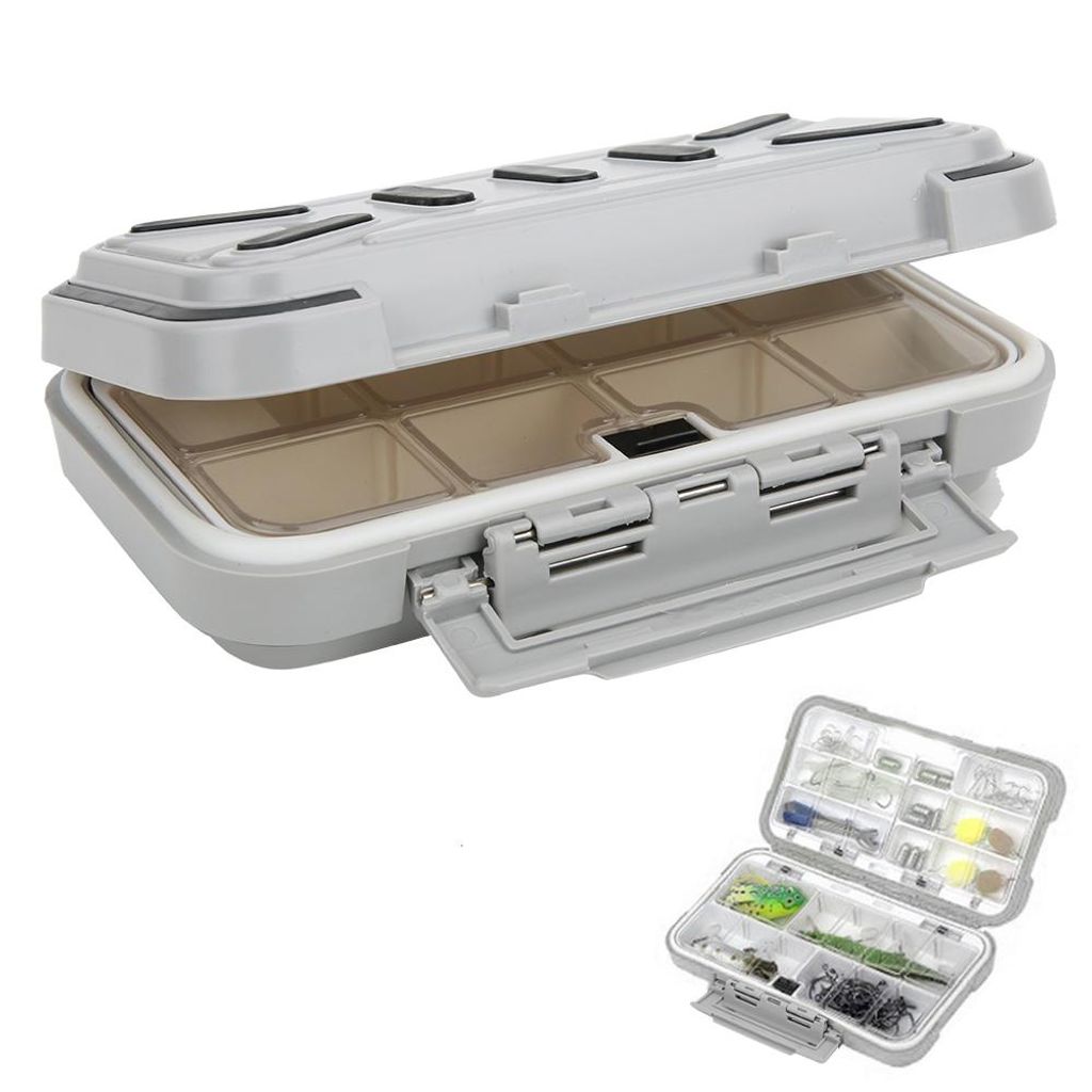 ABS wasserdichte Fischerei Tackle Box Köder Köder Haken Aufbewahrungskoffer Organizer Behälter Zubehör grau