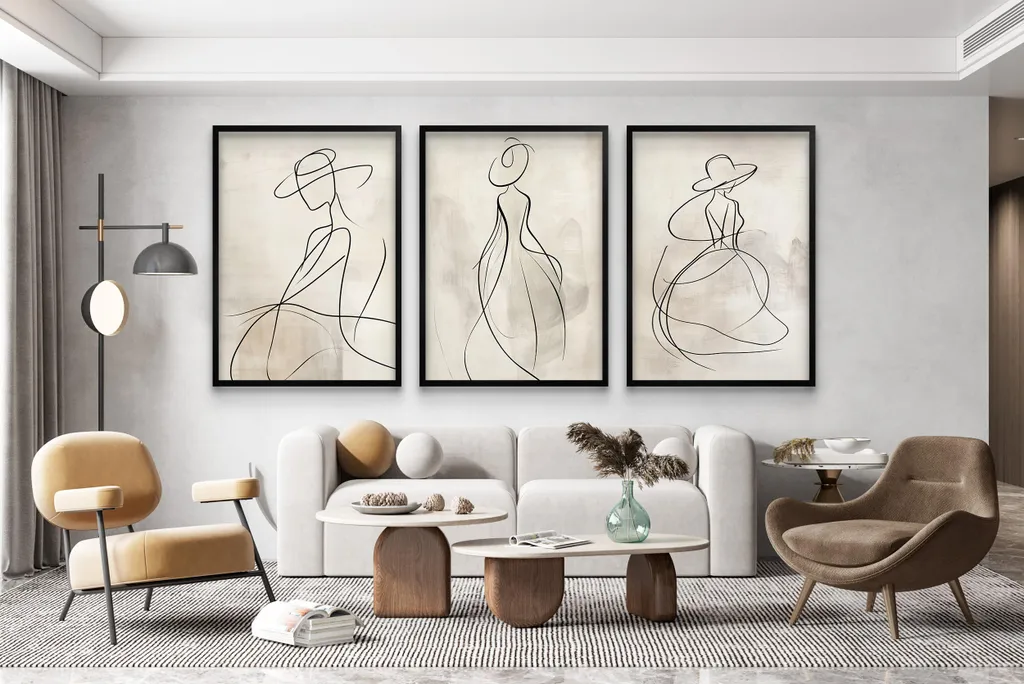 Trittico Poster Boho Chic per Casa Moderna - Quadri Donna con Cornice - 4