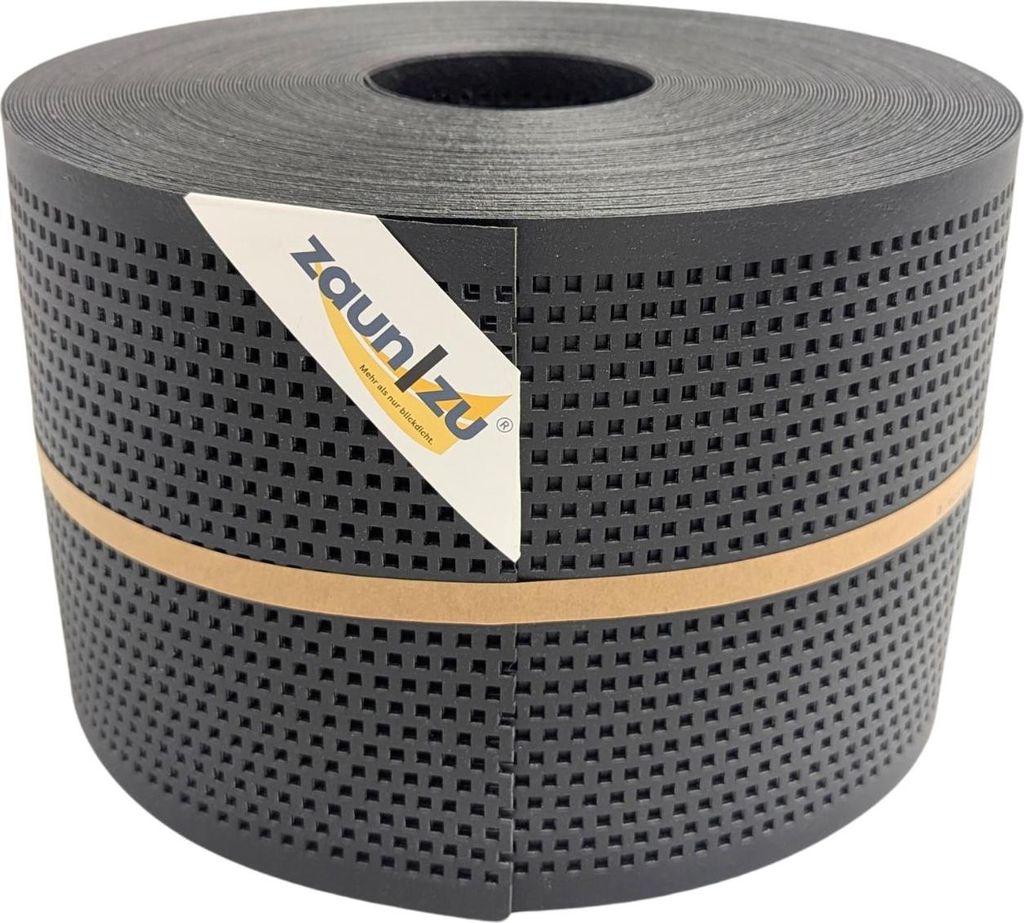 Doppelstab Sichtschutz zaun|zu ECO gelocht QUADRAT Streifen Recycling Zaunblende Schwarz 50m