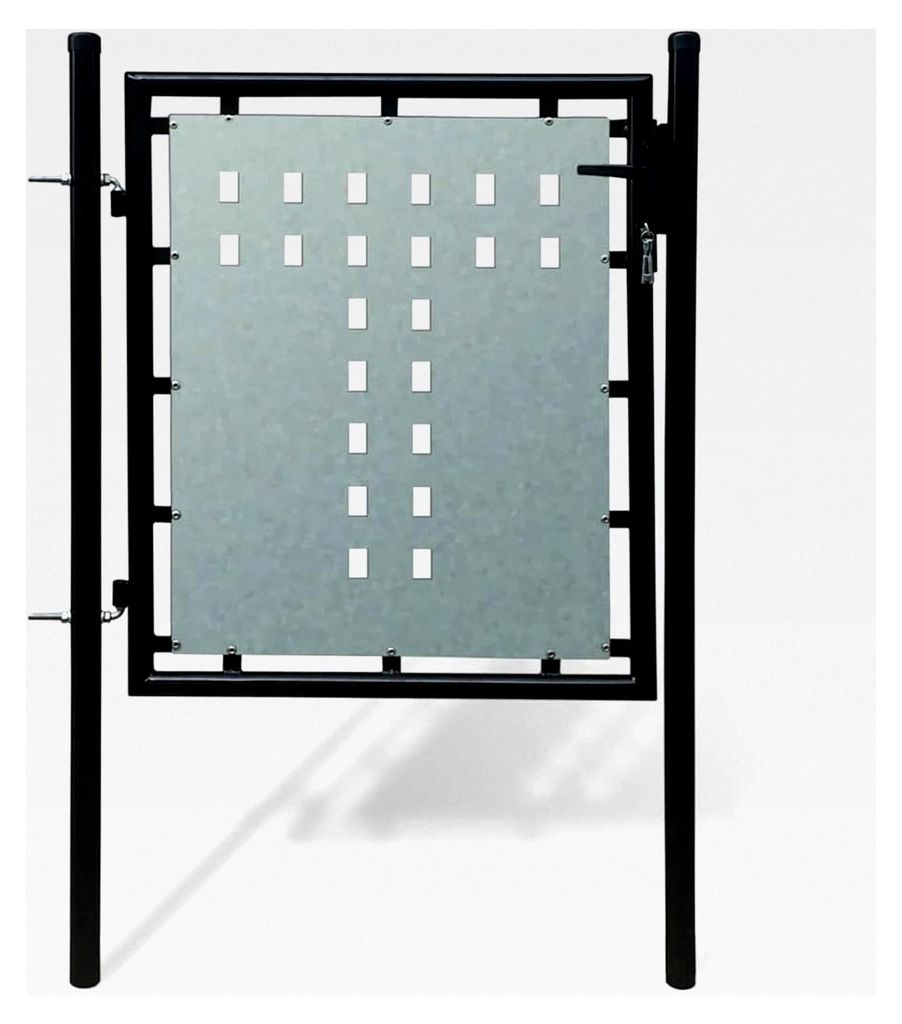 Schwarzes Einzeltor für Zäune 100 x 150 cm, stabil und langlebig mit Pulverbeschichtung, verstellbare Breite, Hochleistungsschloss inklusive für...