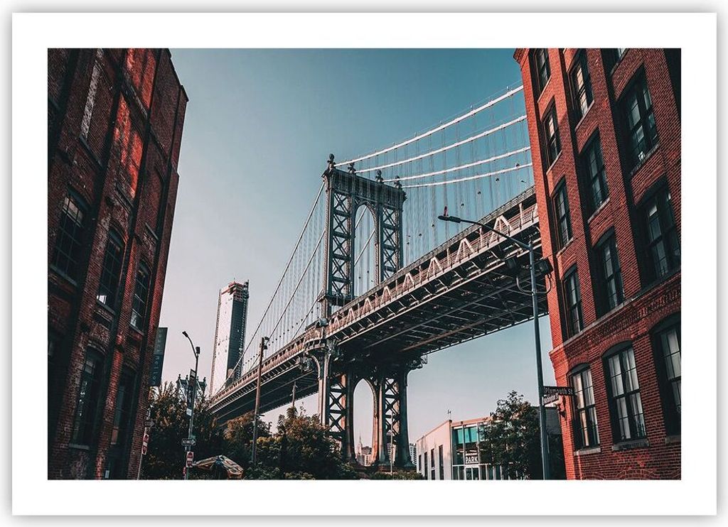 Poster - Poster ohne Rahmen - Manhattan Brücke Brücke - 70x50 cm - Wand Bild - Wanddeko - Wandbilder - Kunstposter - Wandposter - Bilder - Kunstd...