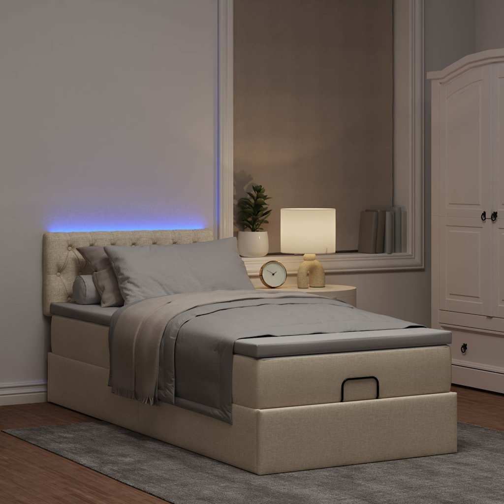 Maison Exclusive - Ottoman-Bett mit Matratze & LEDs Creme 100x200 cm Stoff