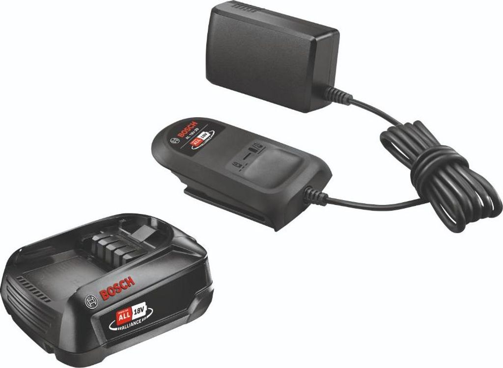 A Bosch battery charger set is displayed against a white background.