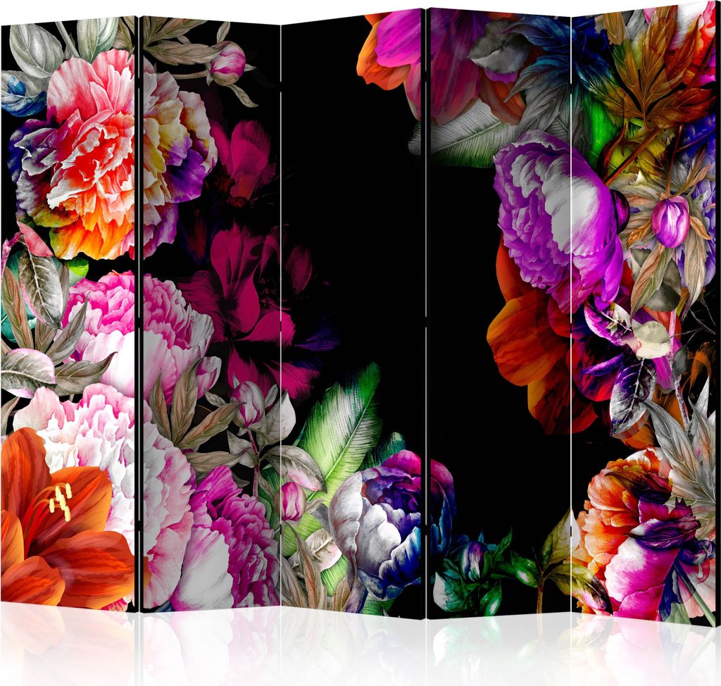 5-teiliger Einseitiger Vlies Paravent - Warm Tones of Summer II 225x172 cm Blumen b-A-0442-z-c