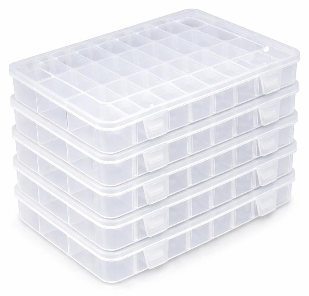 5er Pack Sortimentkasten mit 24 Fächern | Kleinteilmagazin - Aufbewahrungsbox für Angler, Plastikköder - Organizer | Sortierkasten | Kleinteileb...