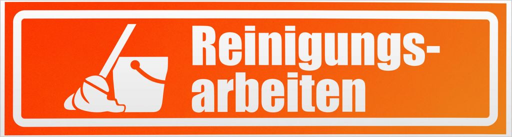 Kiwistar Reinigungsarbeiten Eimer invertiert Magnetschild Schild magnetisch - 30cm Neonorange - Magnetfolie für Auto PKW Kfz