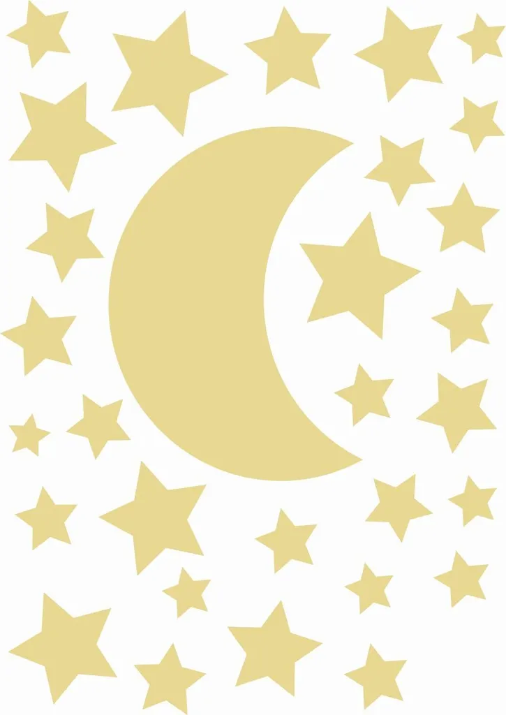 Sticker mural ciel étoilé jaune 47x66 cm : égayez un mur trop sombre