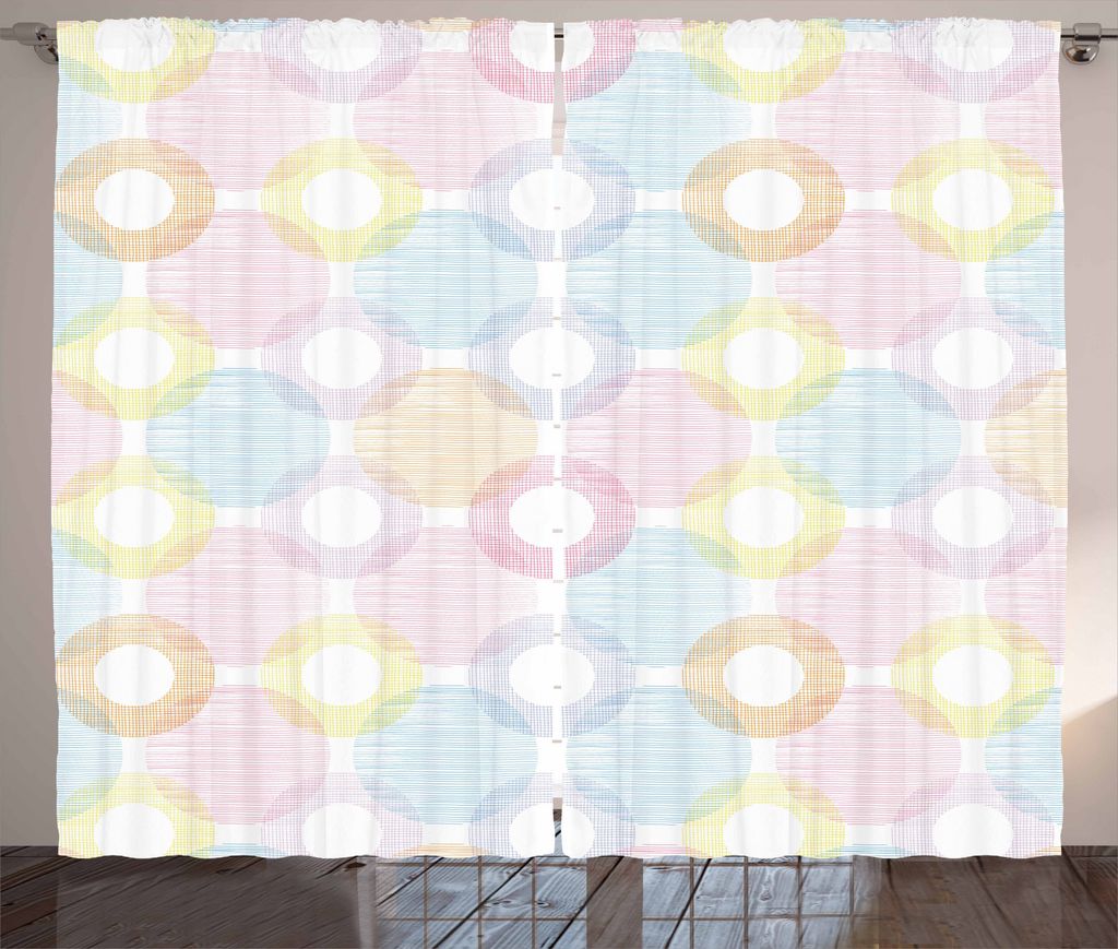 ABAKUHAUS Pastell Rustikaler Gardine, Große Flecken überlappen, Schlafzimmer Kräuselband Vorhang mit Schlaufen und Haken, 280 x 225 cm, Mehrfarbig