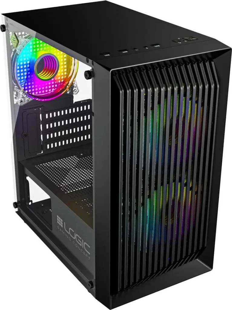 Logic Atos ARGB Boîtier PC Micro-ATX Mini Tour USB 3.0 Châssis Noir - 12
