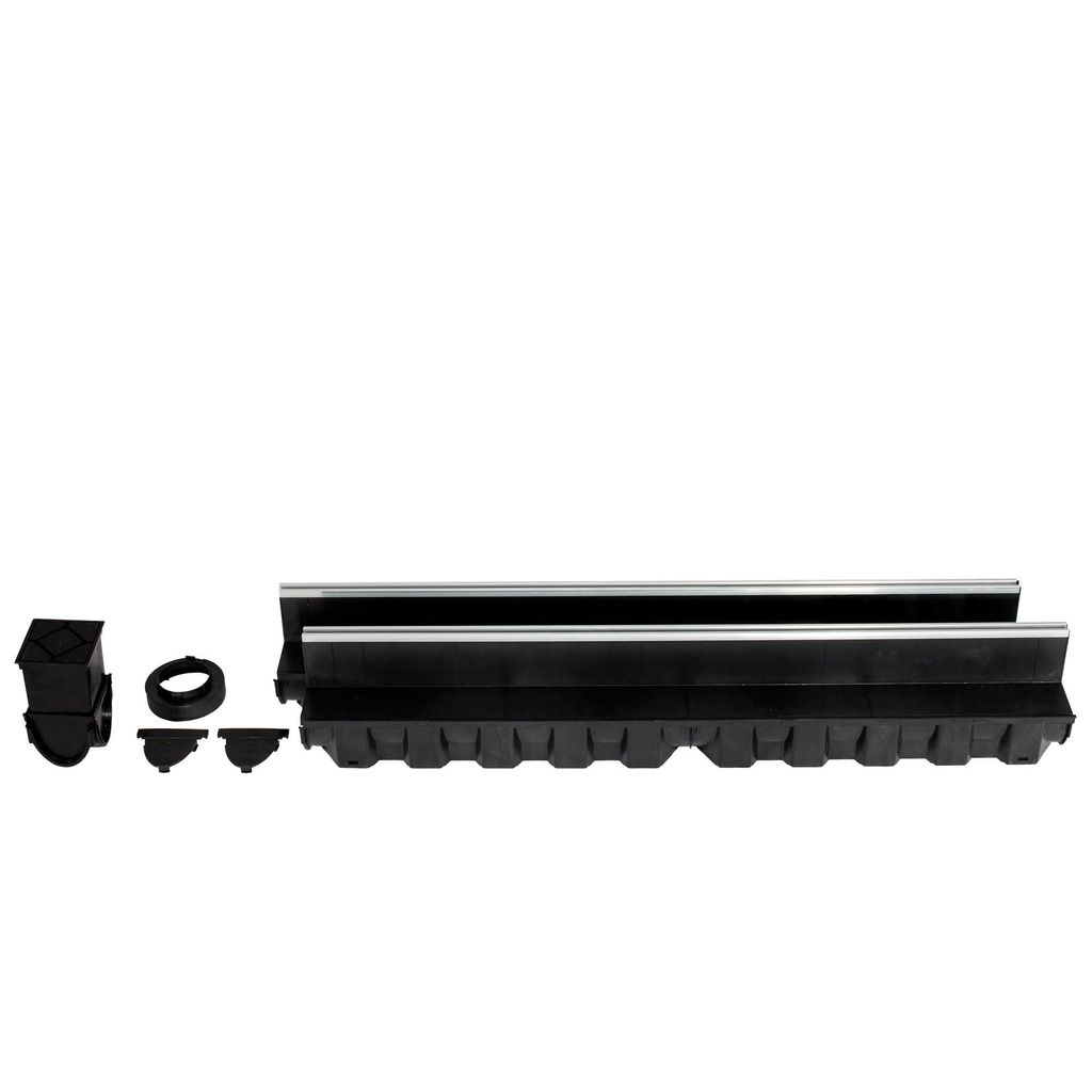 ScarMaxx - 2m Entwässerungsrinne Set, Bodenrinne, Regenwasser Ablauf, Abfluss mit Gitter, Komplett Set - Vielseitige Anwendung, Widerstandsfähig ...