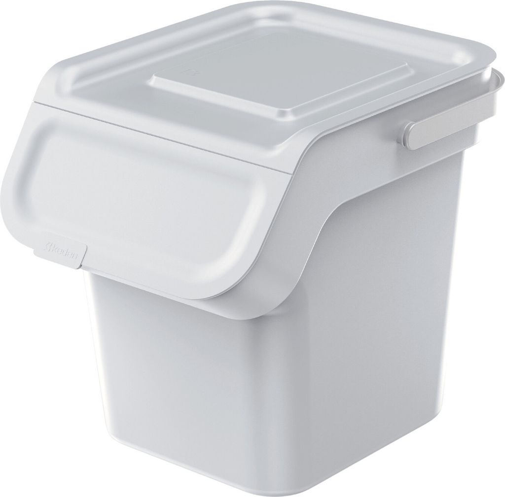 Kaddi Q Abfalleimer 20L mit Aktivkohlefilter, Mülltrennungsbehälter Deckel Recycling Recyclingbehälter Abfallsortierkorb Behälter (Aschgrau)