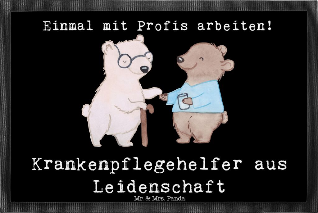 Mr. & Mrs. Panda fußmatte Krankenpflegehelfer Leidenschaft 40 x 60 cm - Schwarz - Geschenk, Ausbildung, Schmutzmatte, Witzig, flurmatte, Spruch, B...