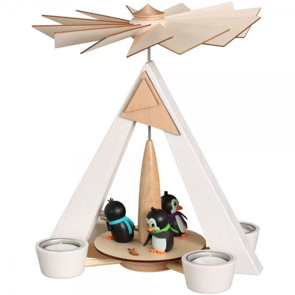 Teelichtpyramide Pinguine bunt BxHxT 24,5x29x24,5cm NEU Produktbild 