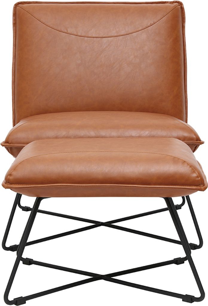 Miliboo - Vintage-Sessel Braun mit Fußstütze PHILO
