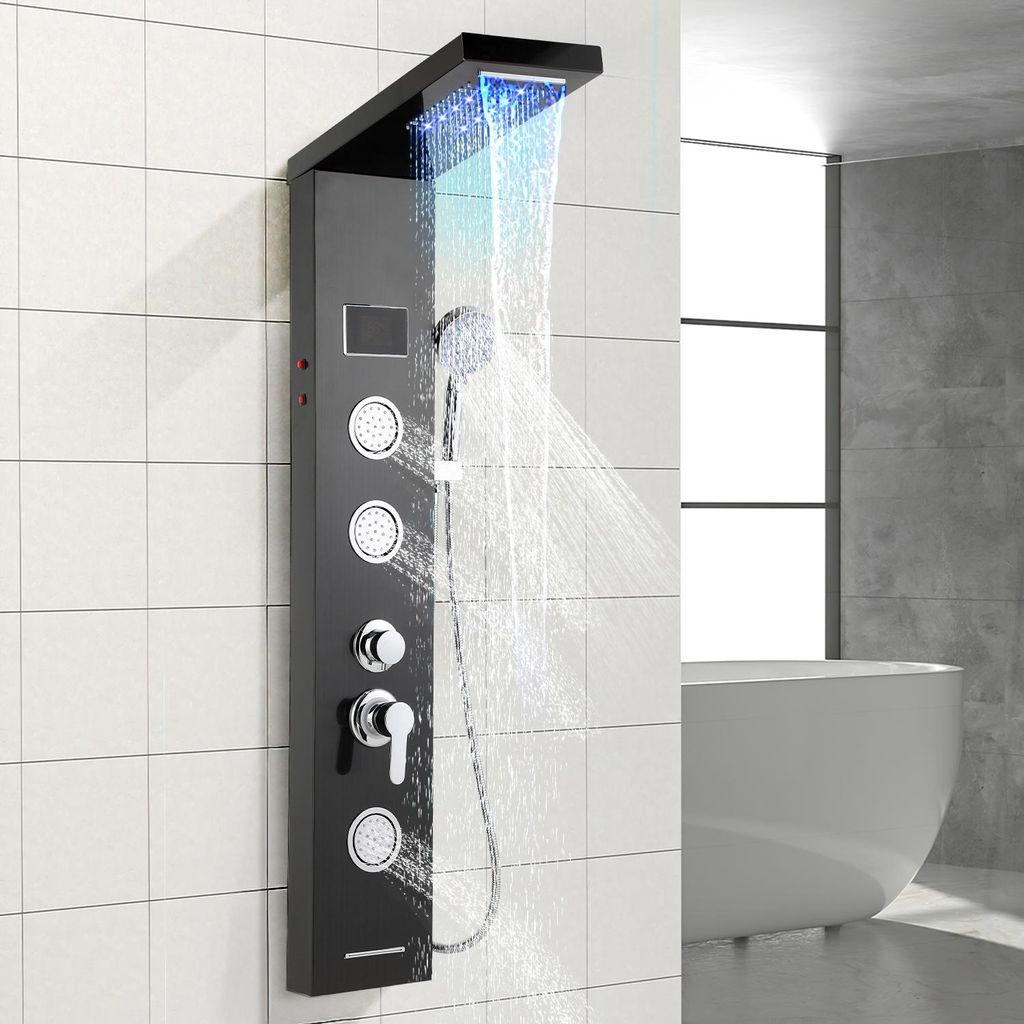 Ikodm Multifunktionales Duschpaneel Schwarz mit Produktbild 