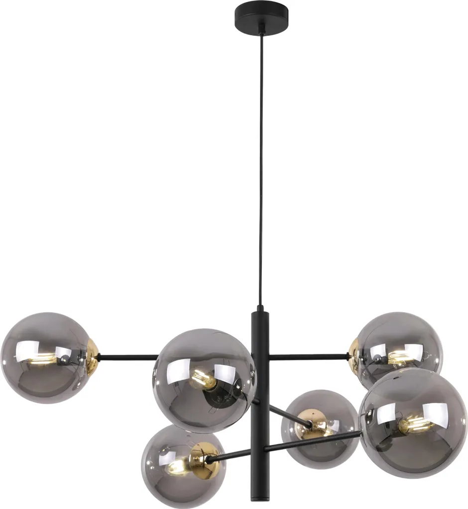Illuminazione di Classe: Lampada Vicenza 6 Luci Nero Oro Grafite