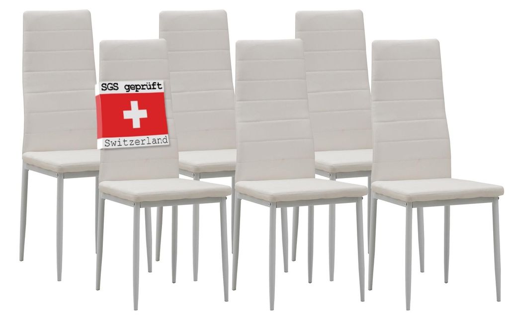 Esszimmerstühle MILANO, 6-er SET, Weiss Produktbild 