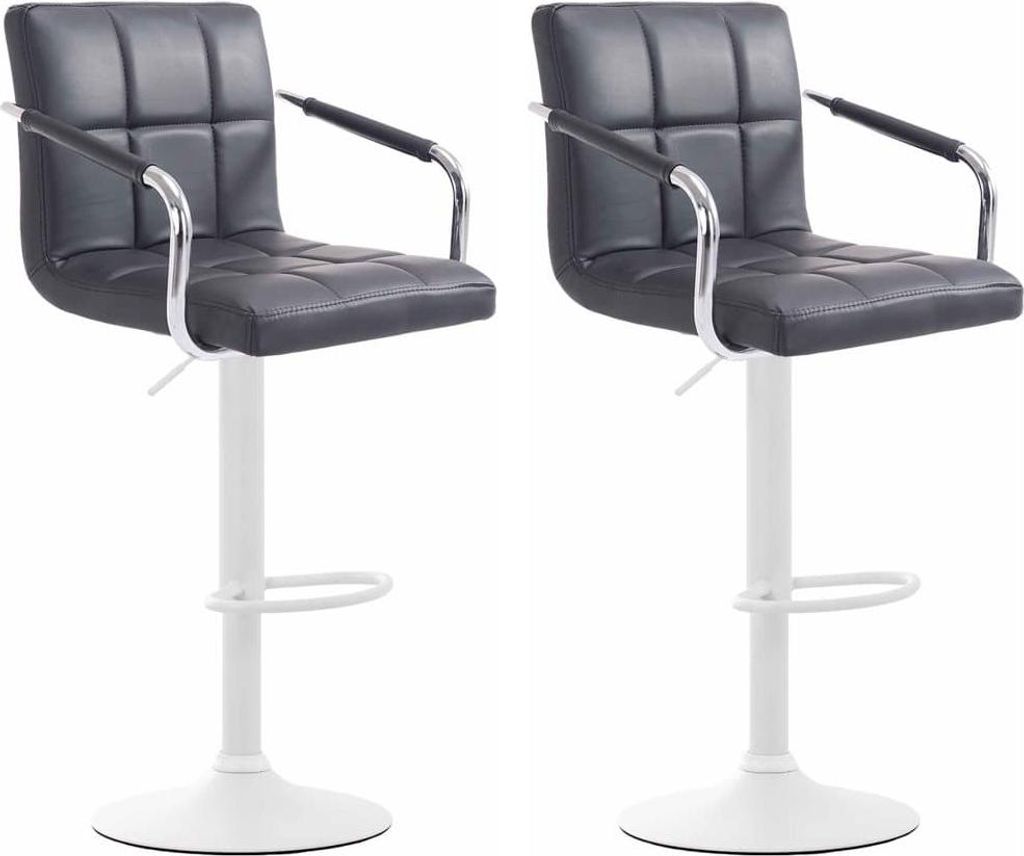 2-teiliges Barhocker-Set -Barhocker -360° drehbar, bequem und pflegeleicht -Kunstleder | Farbe: Schwarz | Grundfarbe: weiß
