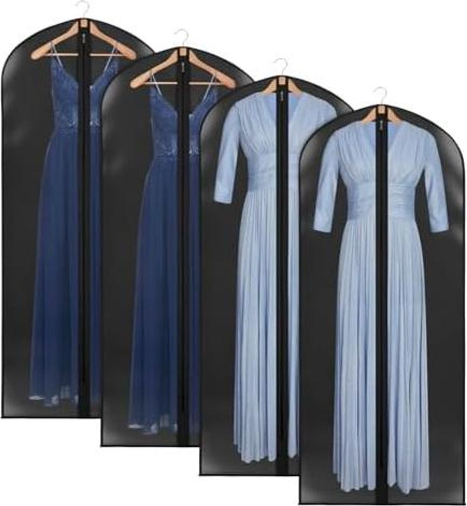 Syeeiex Kleidersack Lange, 60 x 165 cm, Transparente Anzugtasche Kleidersäcke mit Reißverschluss, Atmungsaktive Kleiderschutzhüllen für Abendkl...