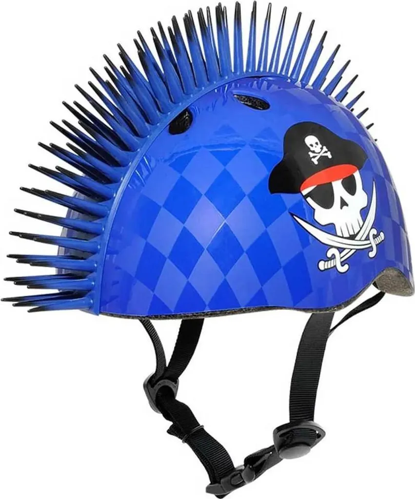 Casque de Vélo Enfant Raskullz Mohawk Junior Bleu avec Crête et Pirate - 3