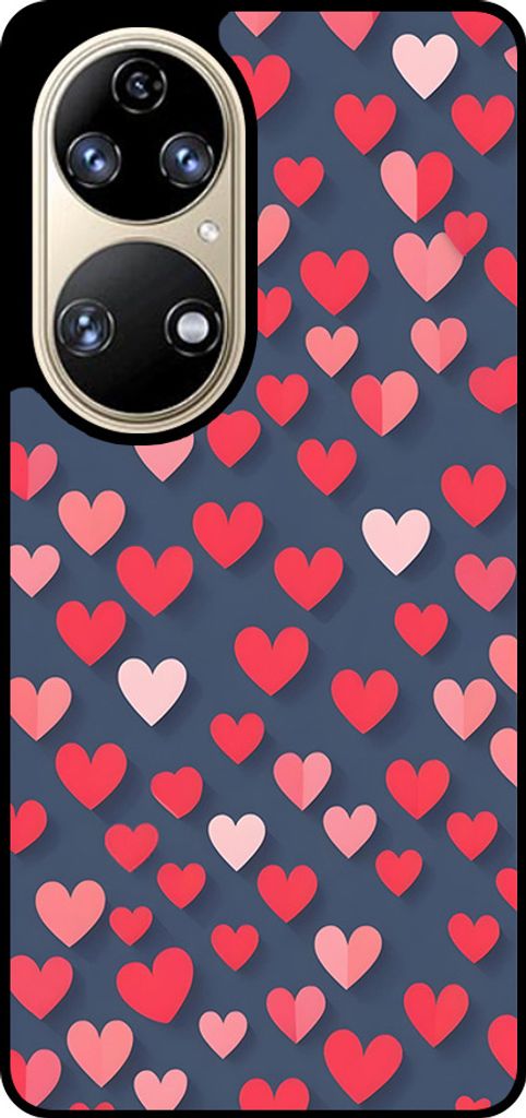 Smartphonica Telefon Fall fit für Huawei P50 mit rosa und roten Herzen Impressum - TPU Backcover Fall mit rosa und roten Herzen Design