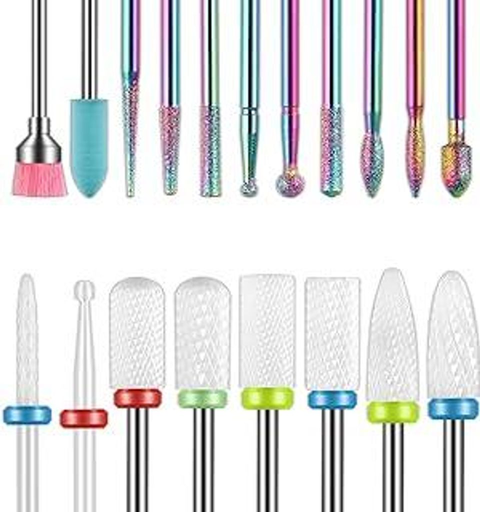 19pcs Nagelfräser Bit, 3/32 Inch Diamond Cuticle Keramik Bits Für Nagelfräser and Ceramic Acrylic Gel Nagelfräser Bits, Acrylic Nail Drill Bit,...
