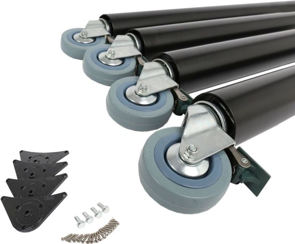 4er Set Tischbeine Tischstütze Tischfuss 710mm Möbelfuss Schwarz auf Rollen mit Bremse