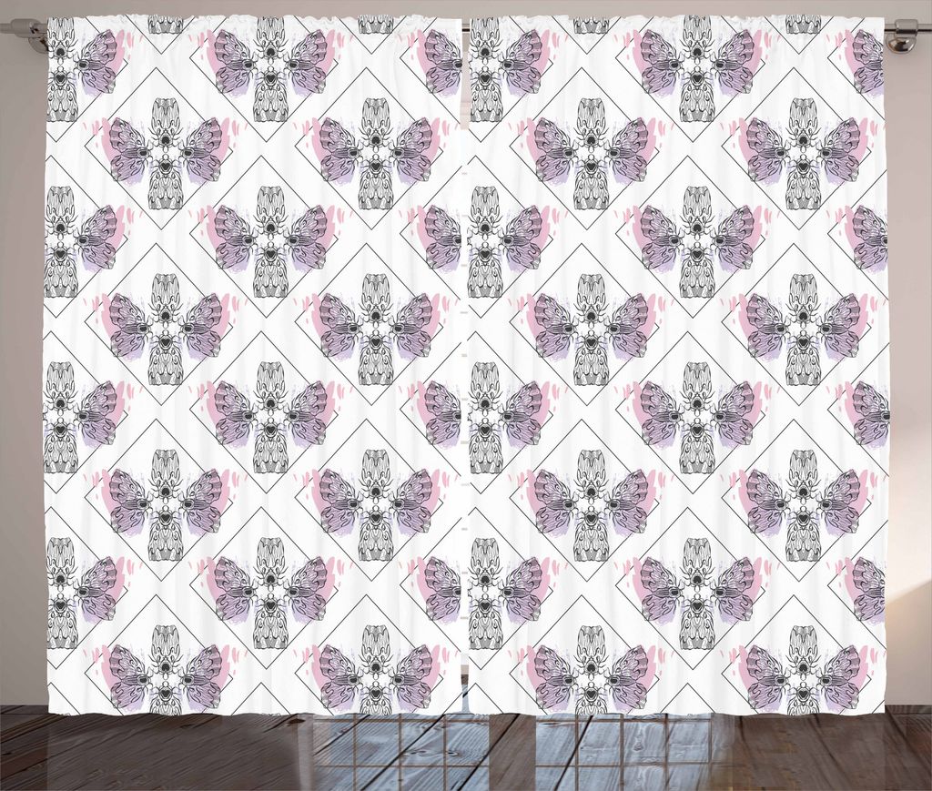 ABAKUHAUS Schmetterling Rustikaler Gardine, Klassische barocke Flügel, Schlafzimmer Kräuselband Vorhang mit Schlaufen und Haken, 280 x 175 cm, Sc...