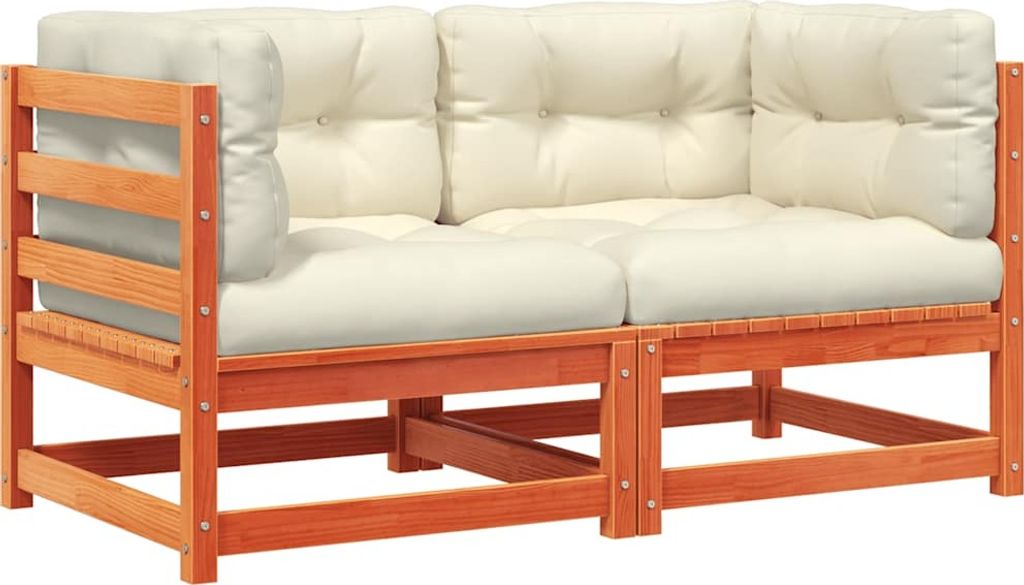 vidaXL Garten-Ecksofas mit Kissen 2 Stk. Wachsbraun Produktbild 