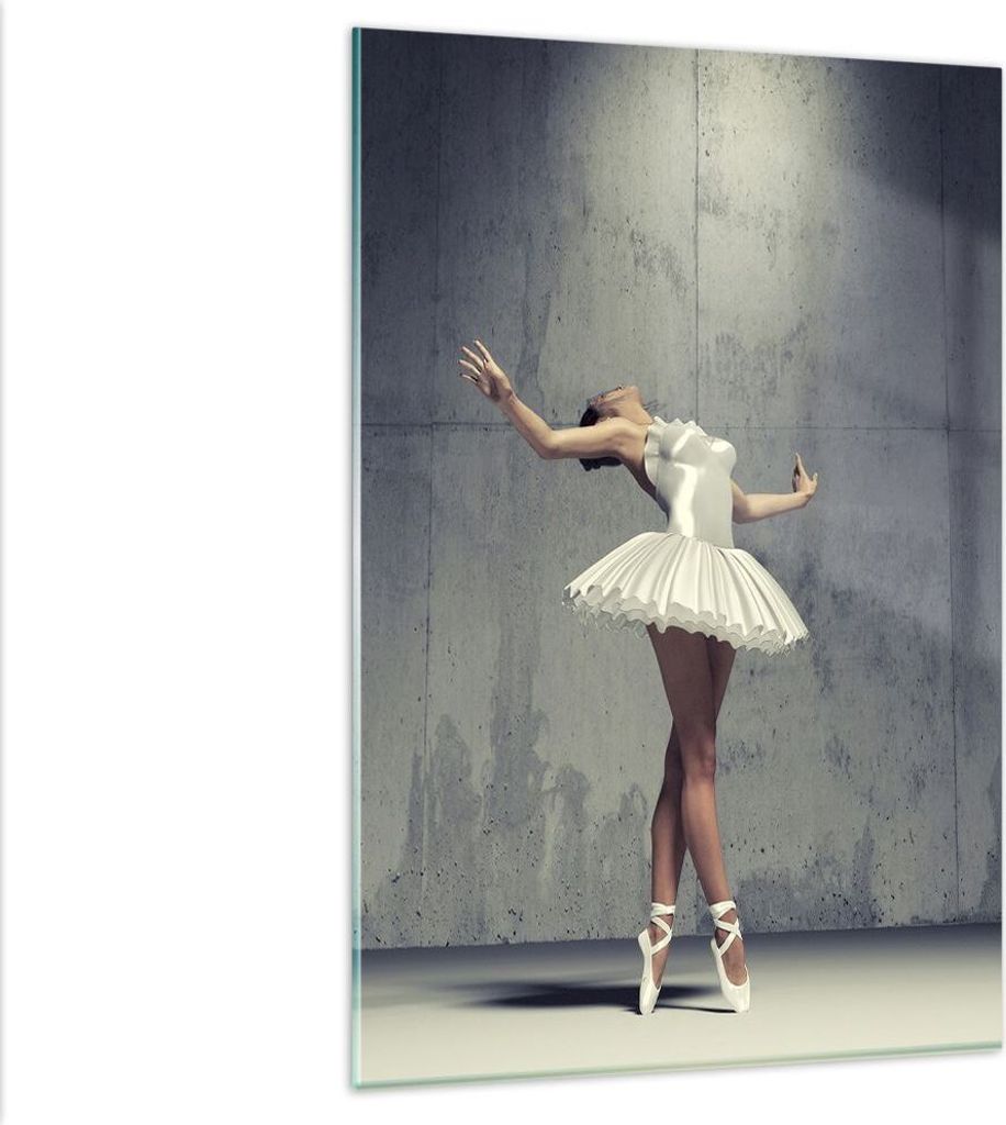 Bilder auf glas - Einteilig - Ballerina Weiß Wand - 80x120cm - Glasbilder - Wandbilder - Bilder - zum Aufhängen bereit - Wanddekoration aus Glas ...