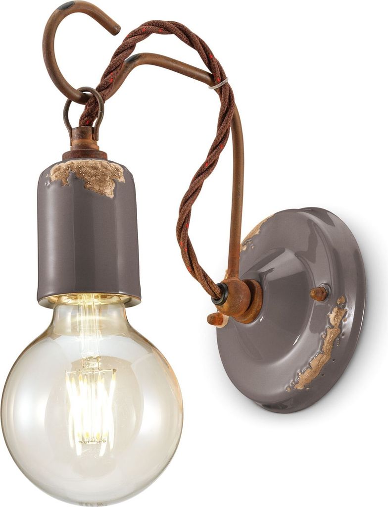 Wandleuchte Metall E27 18 cm hoch Taupe Shabby Antik Vintage Design Wandlampe