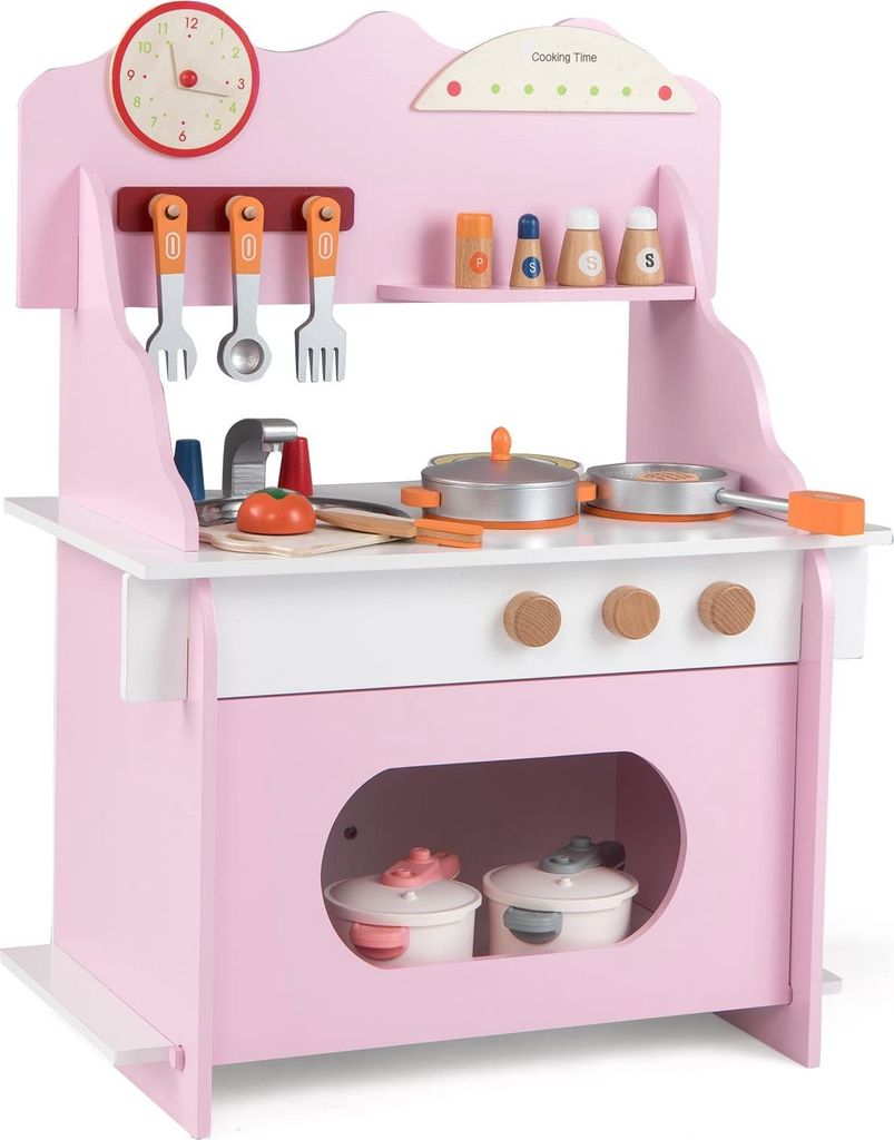 Spielküche aus Holz für Kinder mit Zubehör - Rosa
