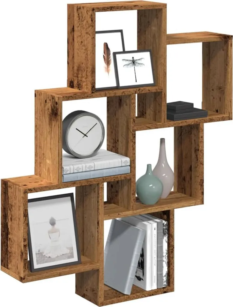 Étagère cube bois ancien 78 cm - Solution pour petits appartements encombrés