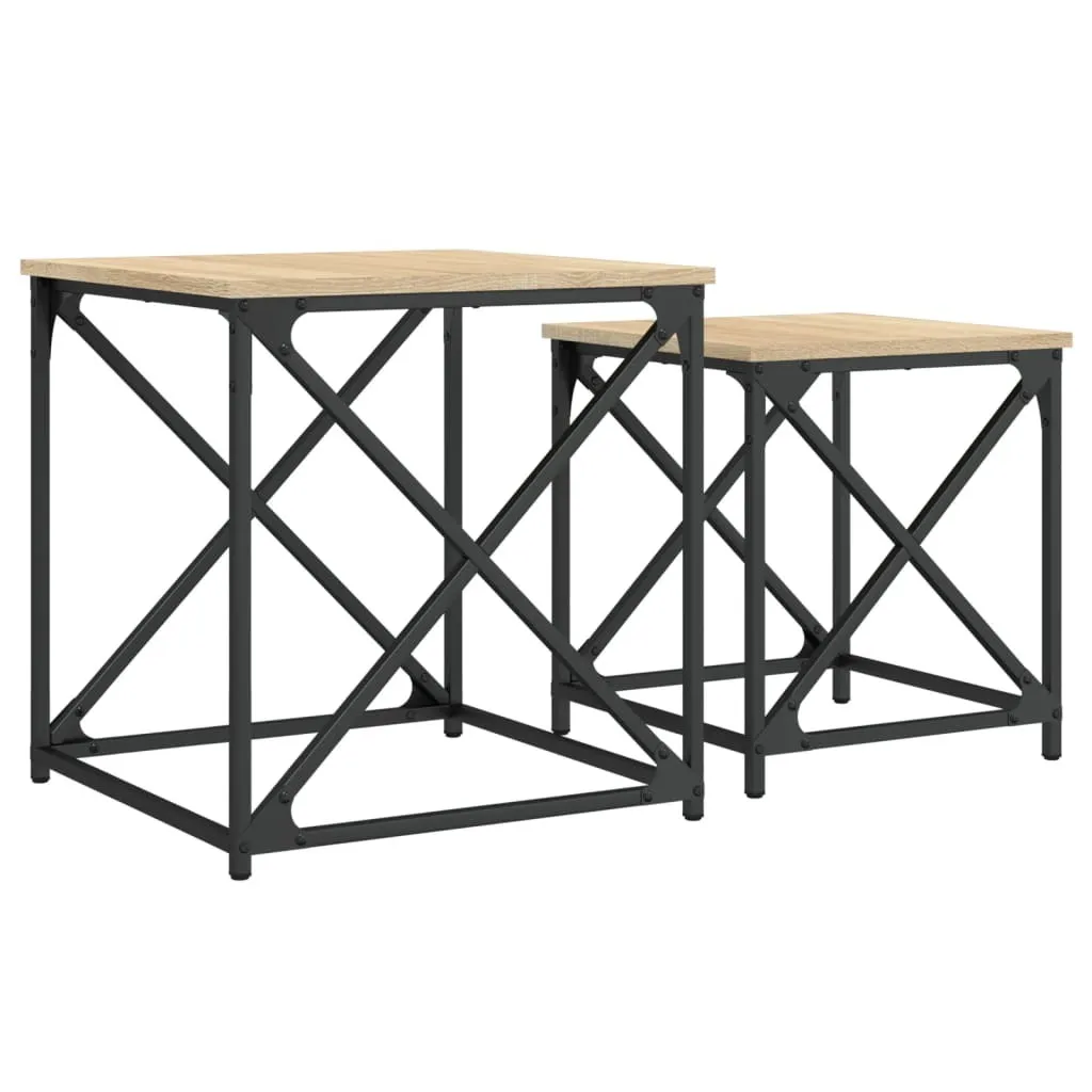Set di tavoli 2 pezzi in legno di quercia Sonoma