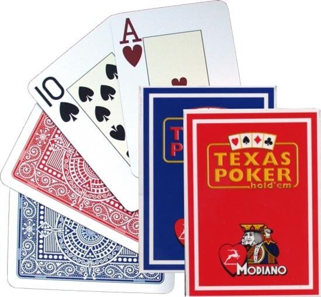 MODIANO Texas POKER Spielkarten 100% Plastik 54 Blatt rot Produktbild 