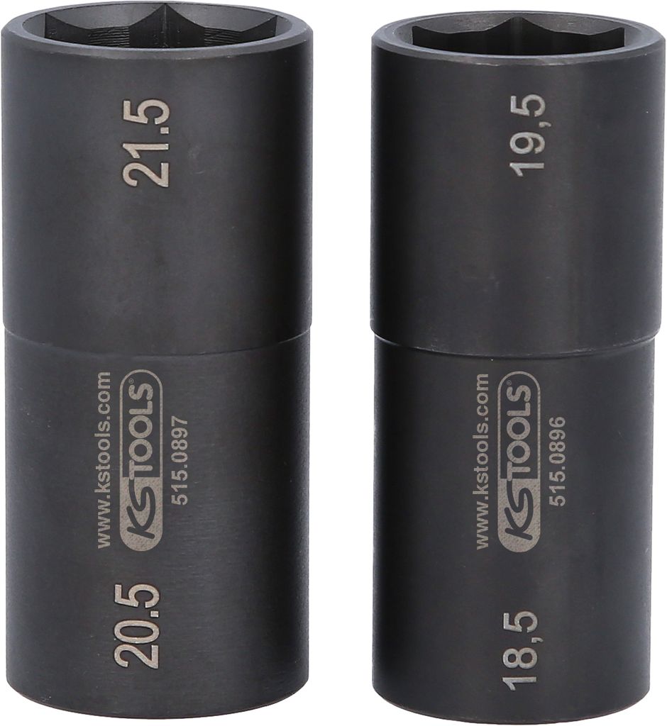 Two black metal sockets are shown side-by-side against a white background.