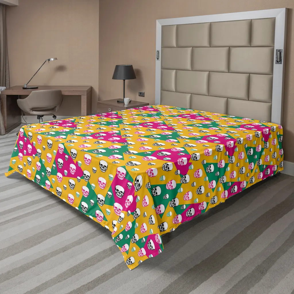 Lenzuolo Matrimoniale ABAKUHAUS Microfibra 260x228 Teschi Marroni