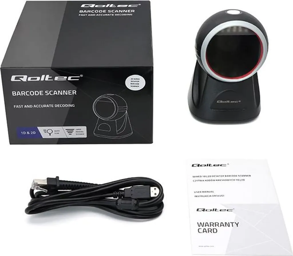 Scanner de Code-Barres Fixe 2D et QR Code Qoltec pour Comptoir de Vente - 13