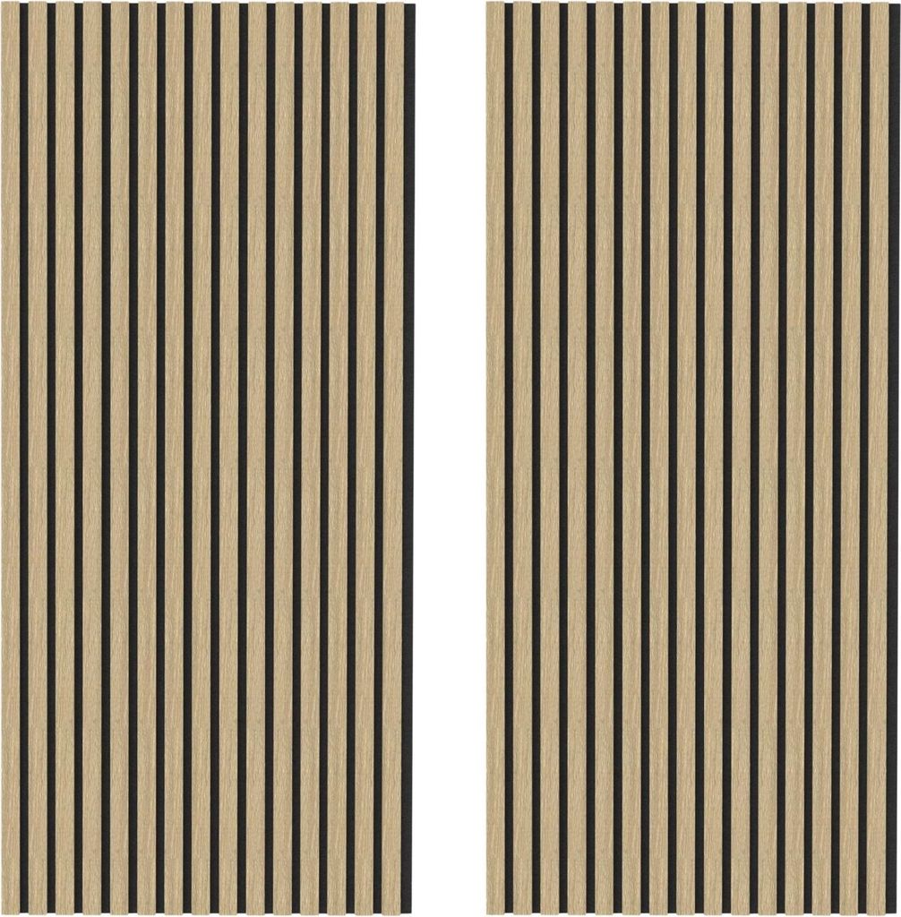 IZODEKOR 3D Wandpaneele Holz Schalldämmung, Schallabsorber Akustikpaneele Holz, Wanddeko Wohnzimmer, Wandverkleidung innen | 2er Set, Natürlich