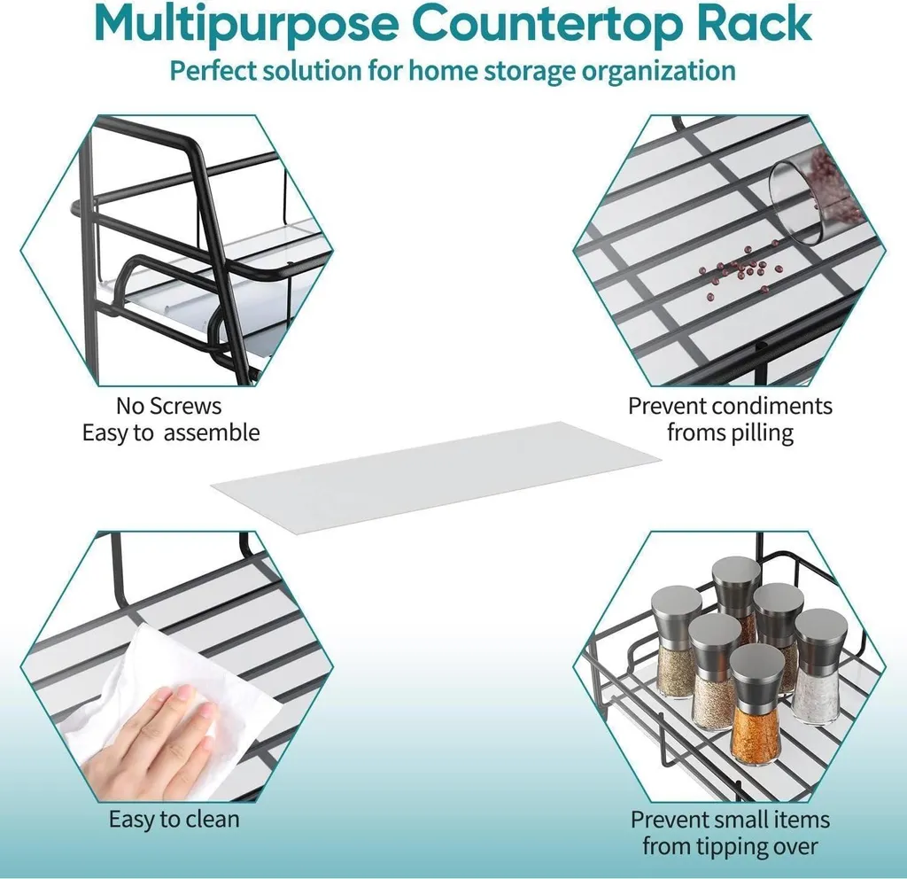 Scaffale Portaspezie 2 Piani Metallo Antiruggine - Organizer Professionale - 3