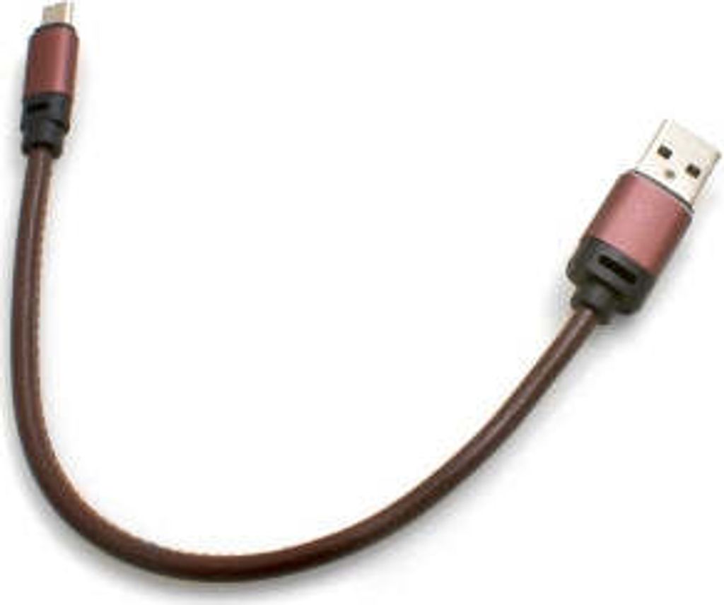 SYSTEM-S Micro USB (male) zu USB A 3.0. (male) Adapter Datenkabel Ladekabel 25cm Lederoptik in Braun